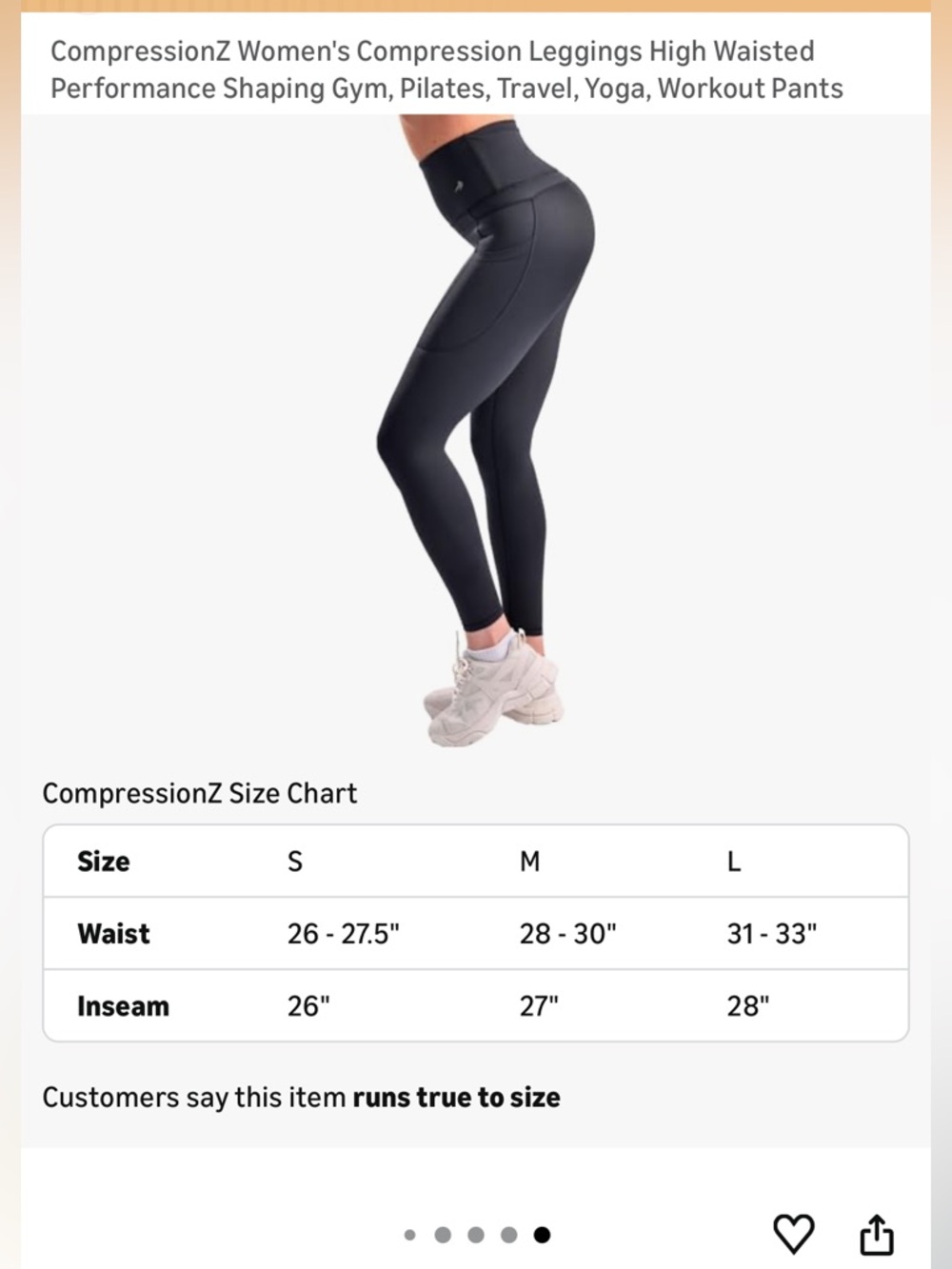 NWT New in package Compression Z high waist leggings black w/ pockets sz medium - Picture 6 of 8